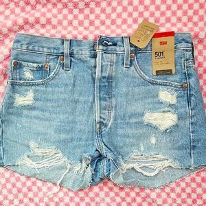 Levi's Women's Blue Highrise  Modern Denim Shorts